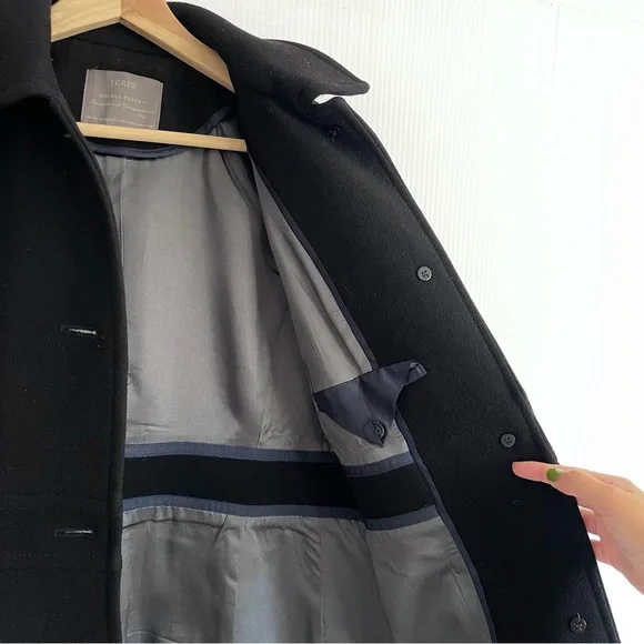 J. Crew Black Classic Lady Day Coat In Italian Double-cloth Wool With Th - Picture 6 of 16